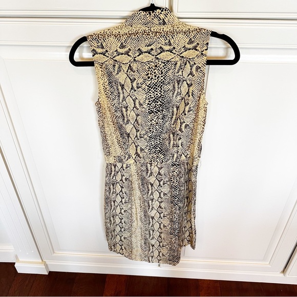 Rochelle Behrens Womens Silk Snake Print Button Front Sleeveless The Shirt Dress - Picture 8 of 8